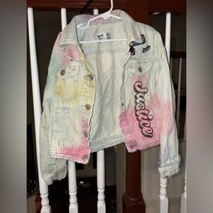 Justice Spray distressed Jean jacket xs 4/5 pre-owned